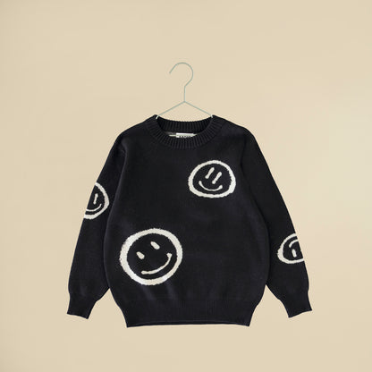 Maglione nero con stampe Smile all over