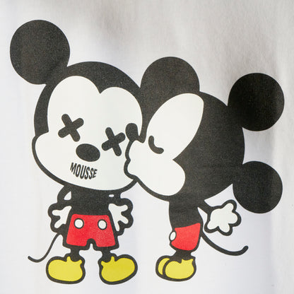 T-shirt bianca maniche corte Kiss Mickey
