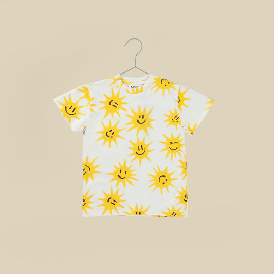 T-shirt bianca maniche corte "Happy suns"