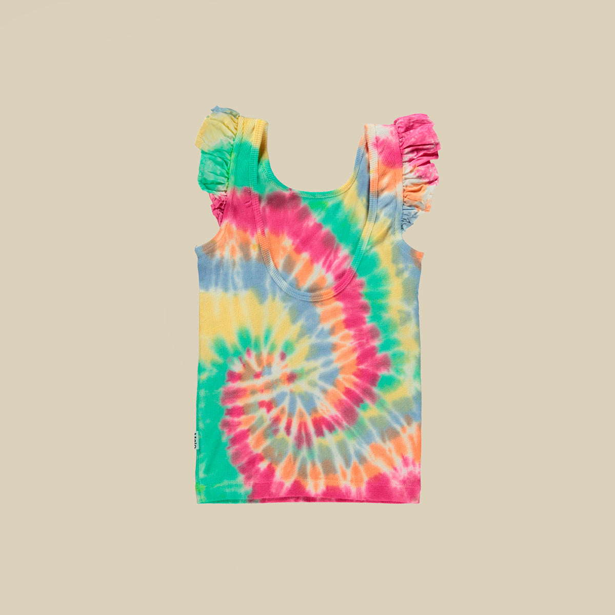 Top tie-dye multicolor con rouches