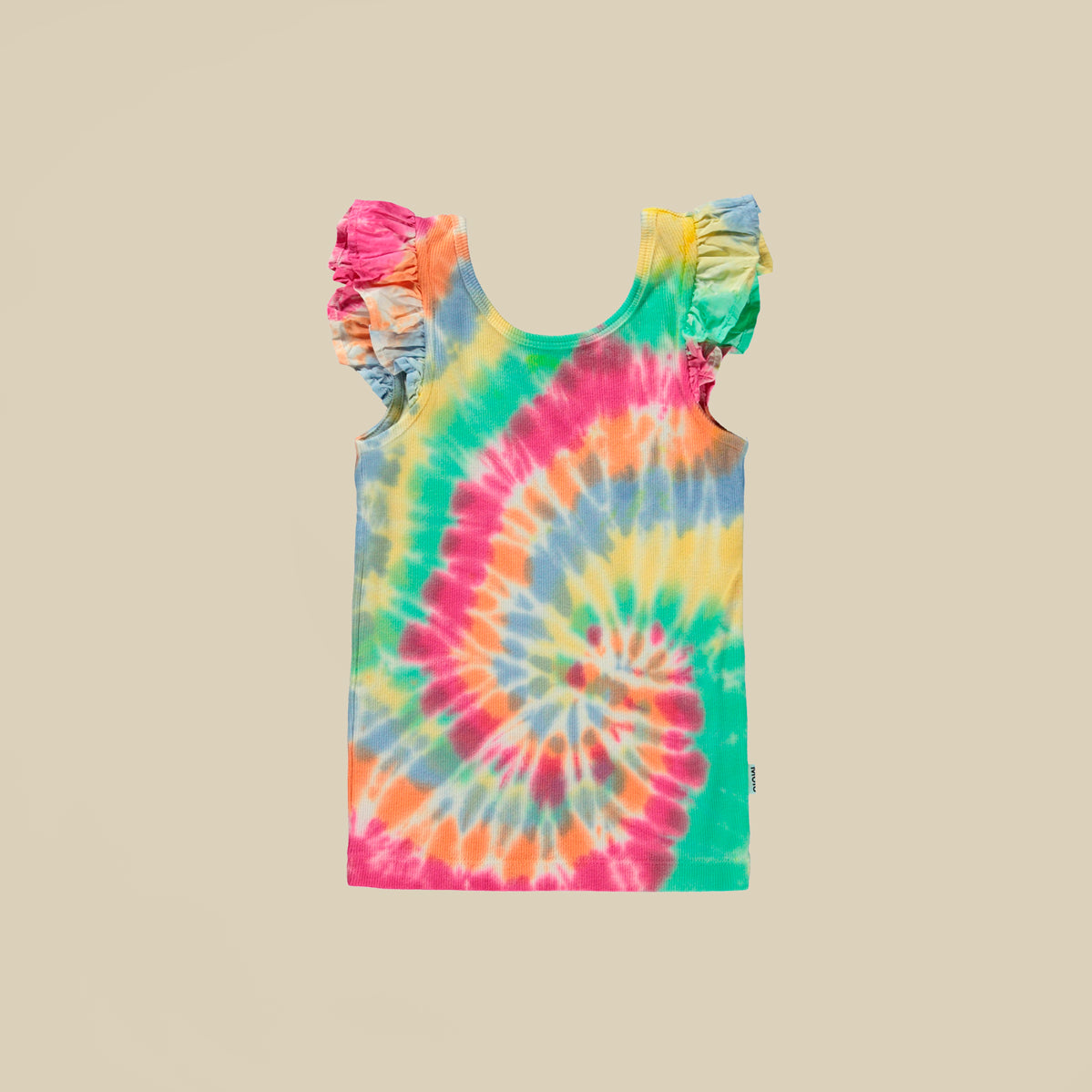 Top tie-dye multicolor con rouches