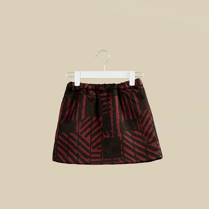 Gonna corta bordeaux con elastico in vita