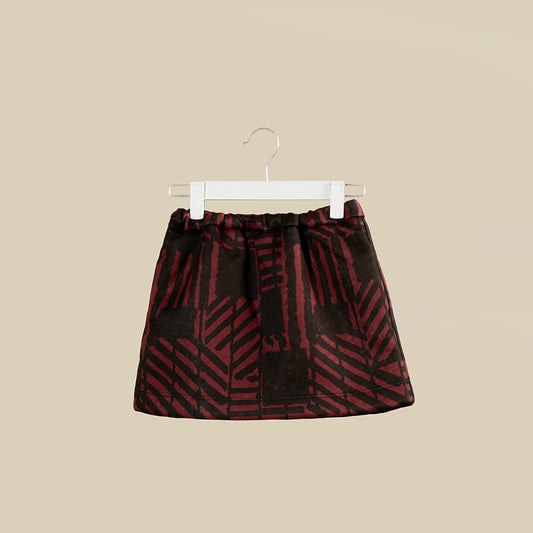 Gonna corta bordeaux con elastico in vita