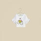 T-shirt crop bianca con maniche a balze e stampa Unicorn Boss