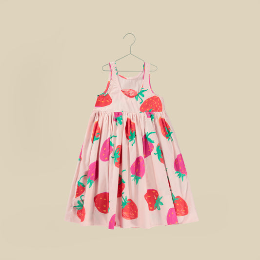Vestito rosa con stampa fragole