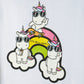 T-shirt crop bianca con maniche a balze e stampa Unicorn Boss