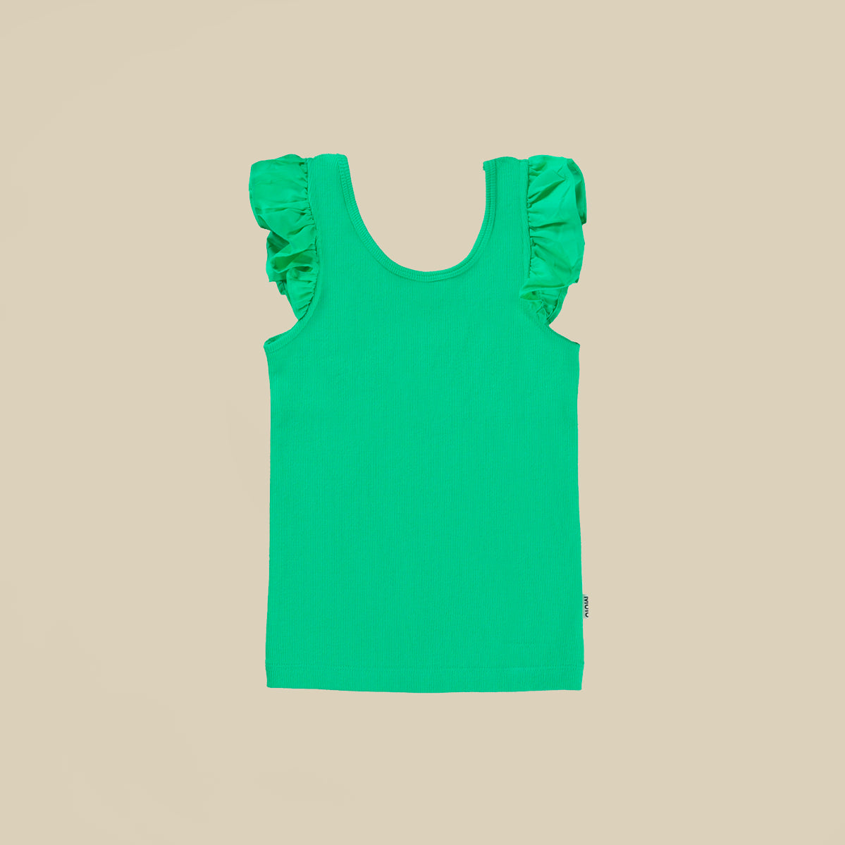 Top verde con rouches