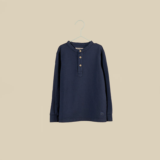 Maglietta serafino manica lunga blu navy