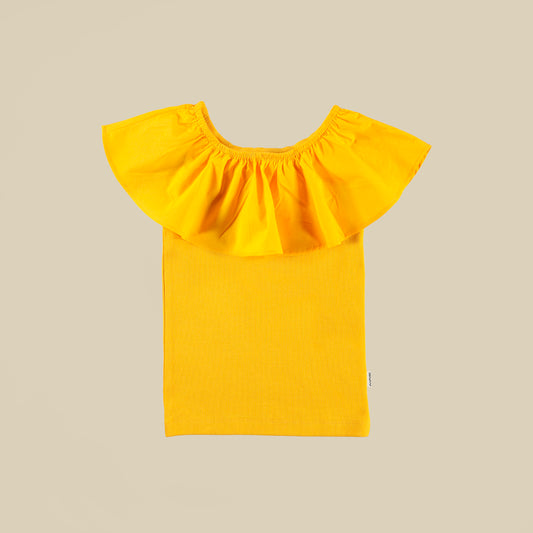 Top giallo con rouches
