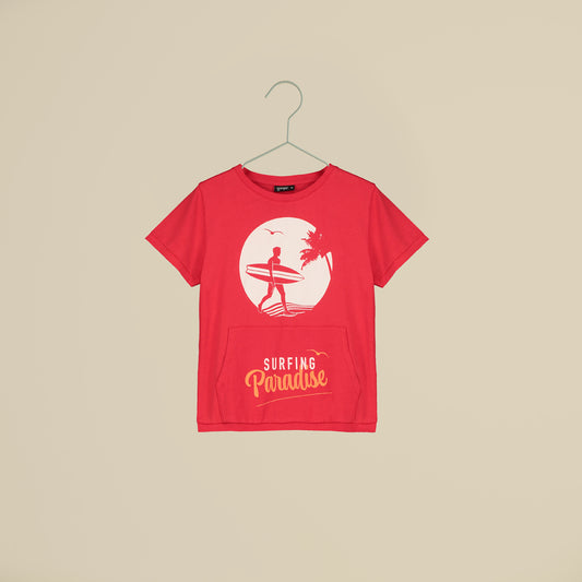 T-shirt maniche corte rossa Surfing Paradise