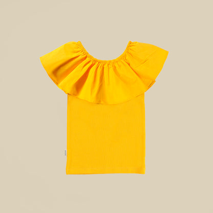 Top giallo con rouches