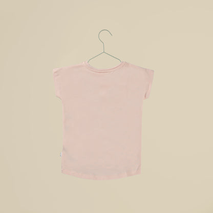 T-shirt rosa con stampa gatti e fiori