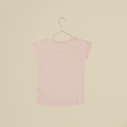 T-shirt rosa con stampa gatti e fiori