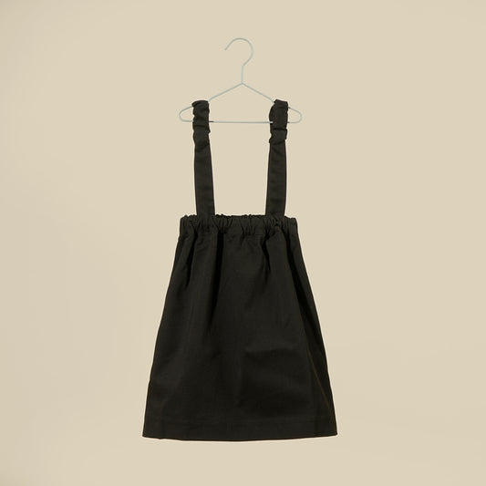 Gonna svasata con bretelline in tessuto gabardine
