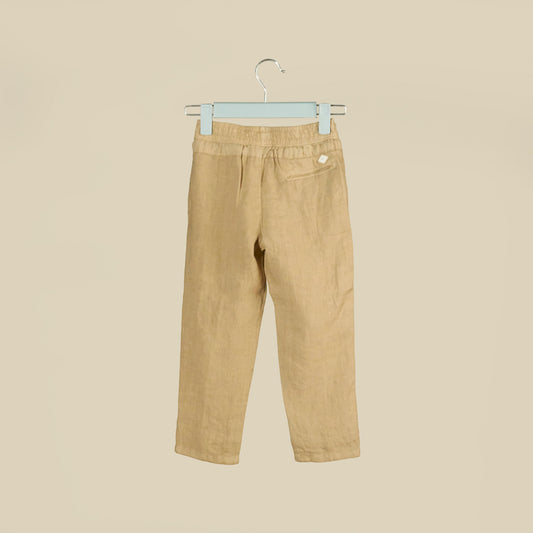 Pantalone sabbia in lino con elastico in vita