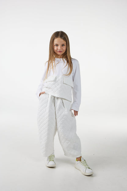 Pantalone trapuntato bianco
