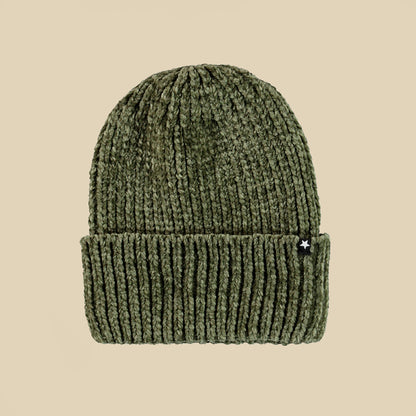 Cappellino in ciniglia verde militare