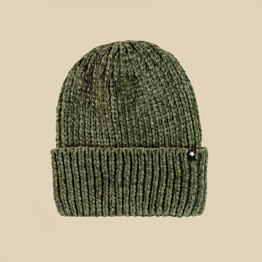 Cappellino in ciniglia verde militare