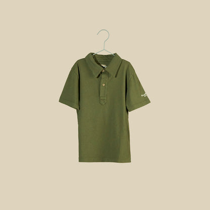 Polo a maniche corte in jersey verde militare