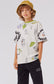 T-shirt grigia con scritte graffiti