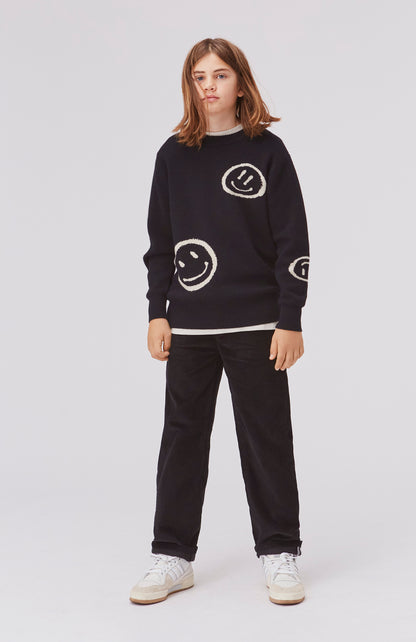 Maglione nero con stampe Smile all over