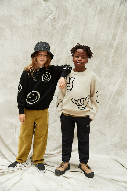 Maglione nero con stampe Smile all over