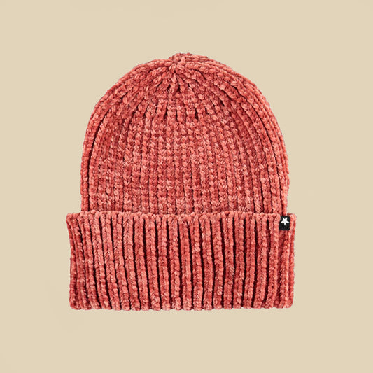 Cappellino in ciniglia rosa