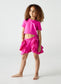 T-shirt crop in jersey di cotone color peonia