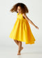 Vestito smanicato in cotone croccante giallo girasole