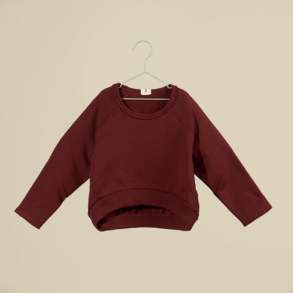 Maglia felpata bordeaux reversibile