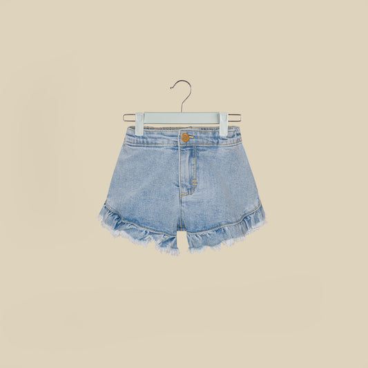 Shorts azzurri in jeans con zip