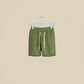 Shorts verde oliva in lino con elastico in vita