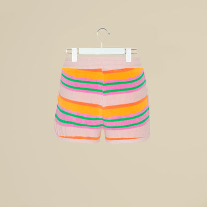 Shorts rosa a righe in spugna