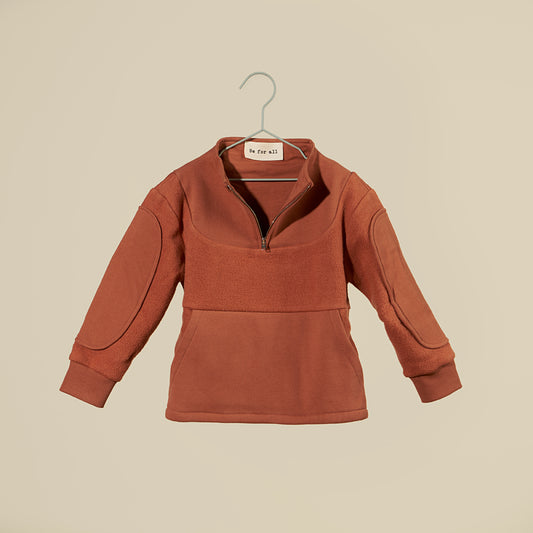 Felpa doppiata con toppe color coccio