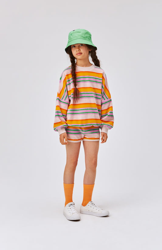 Shorts rosa a righe in spugna
