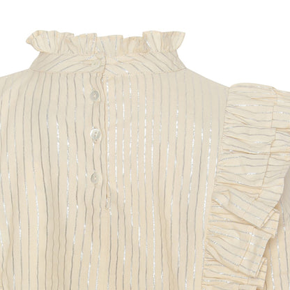 Camicia beige maniche lunghe con balze