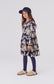 Vestito blu maniche lunghe in cotone e stampe animali