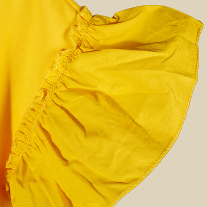 T-shirt crop giallo girasole con rouches