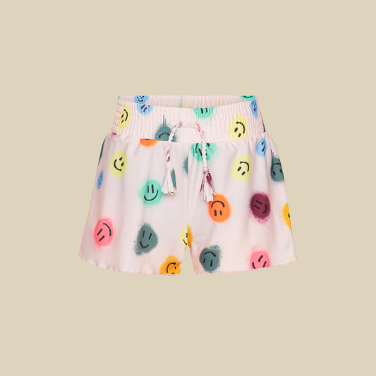 Shorts da mare rosa chiaro con smile