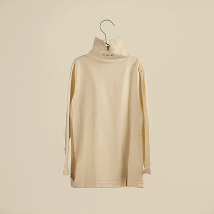 Maglia lupetto in jersey panna