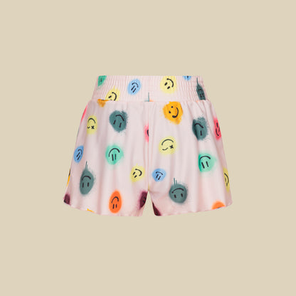 Shorts da mare rosa chiaro con smile