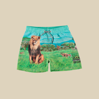 Costume boxer verde con stampa savana