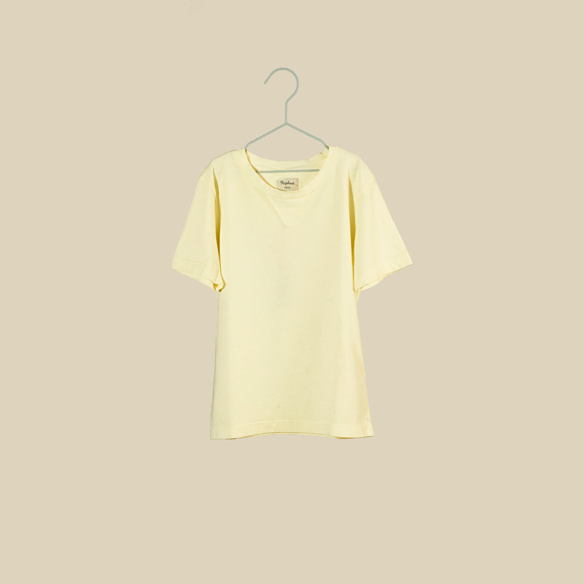 T-shirt manica corta in jersey di cotone giallo chiaro