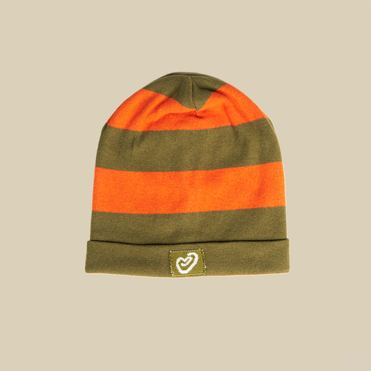 Cappellino caldo cotone verde e zucca