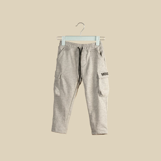 Pantalone cargo in tuta grigia con elastico in vita