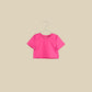 T-shirt crop in jersey di cotone color peonia