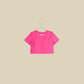 T-shirt crop in jersey di cotone color peonia