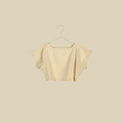 T-shirt crop in cotone croccante sabbia