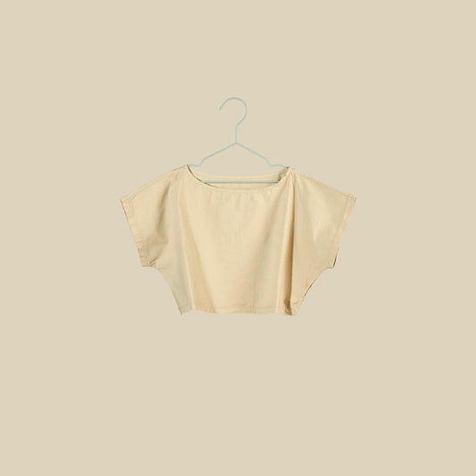 T-shirt crop in cotone croccante sabbia