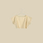 T-shirt crop in cotone croccante sabbia